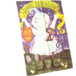 Halloween Ghost and Cat Flag
